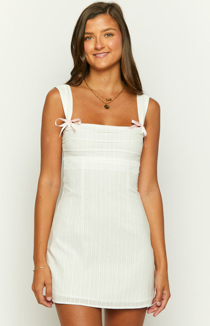 Taylor White Tie Back Mini Jurk