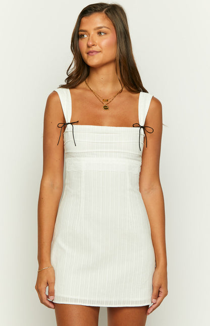 Taylor White Tie Back Mini Jurk